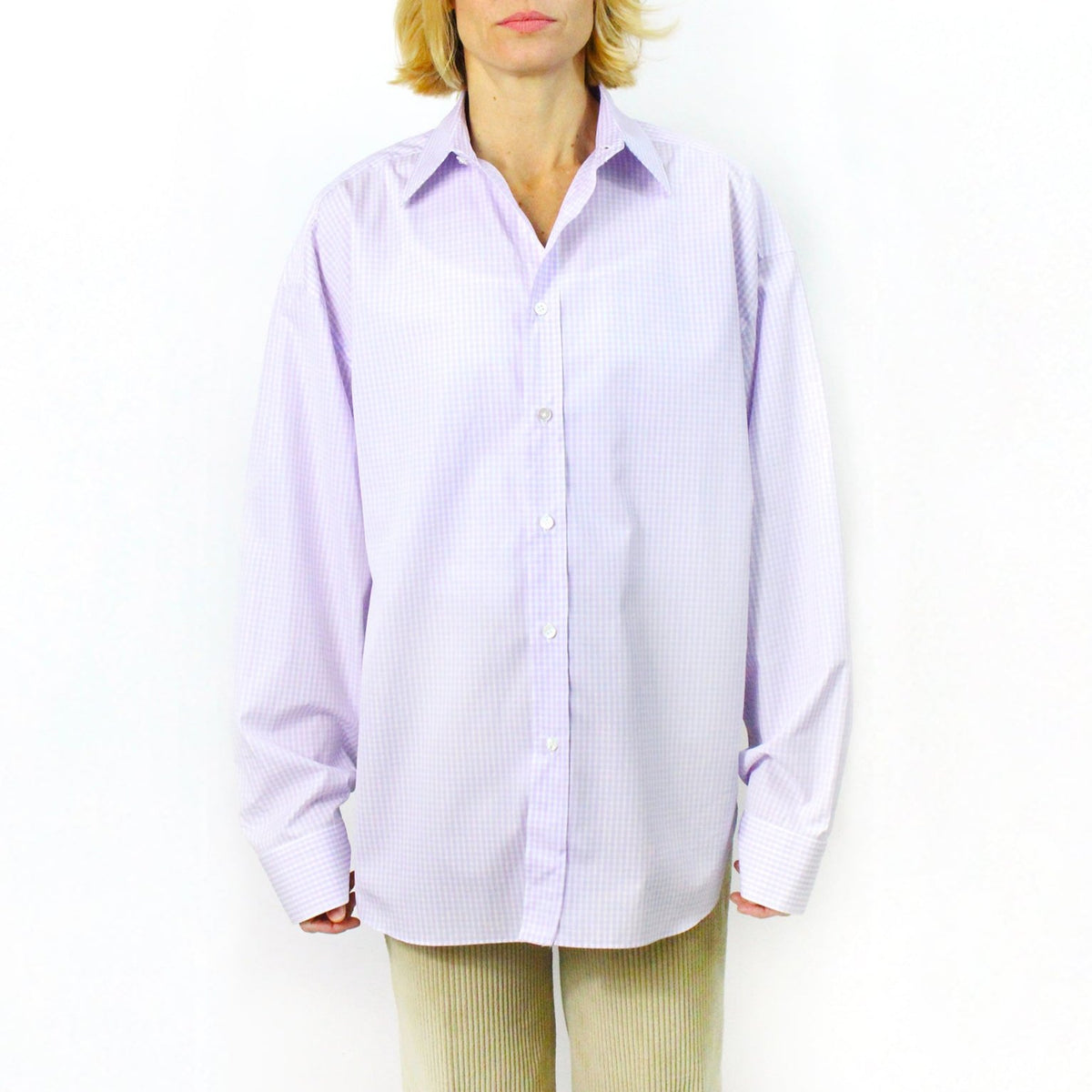 Women's shirt Oriana 170 a due cotton giza 45 checked lilac