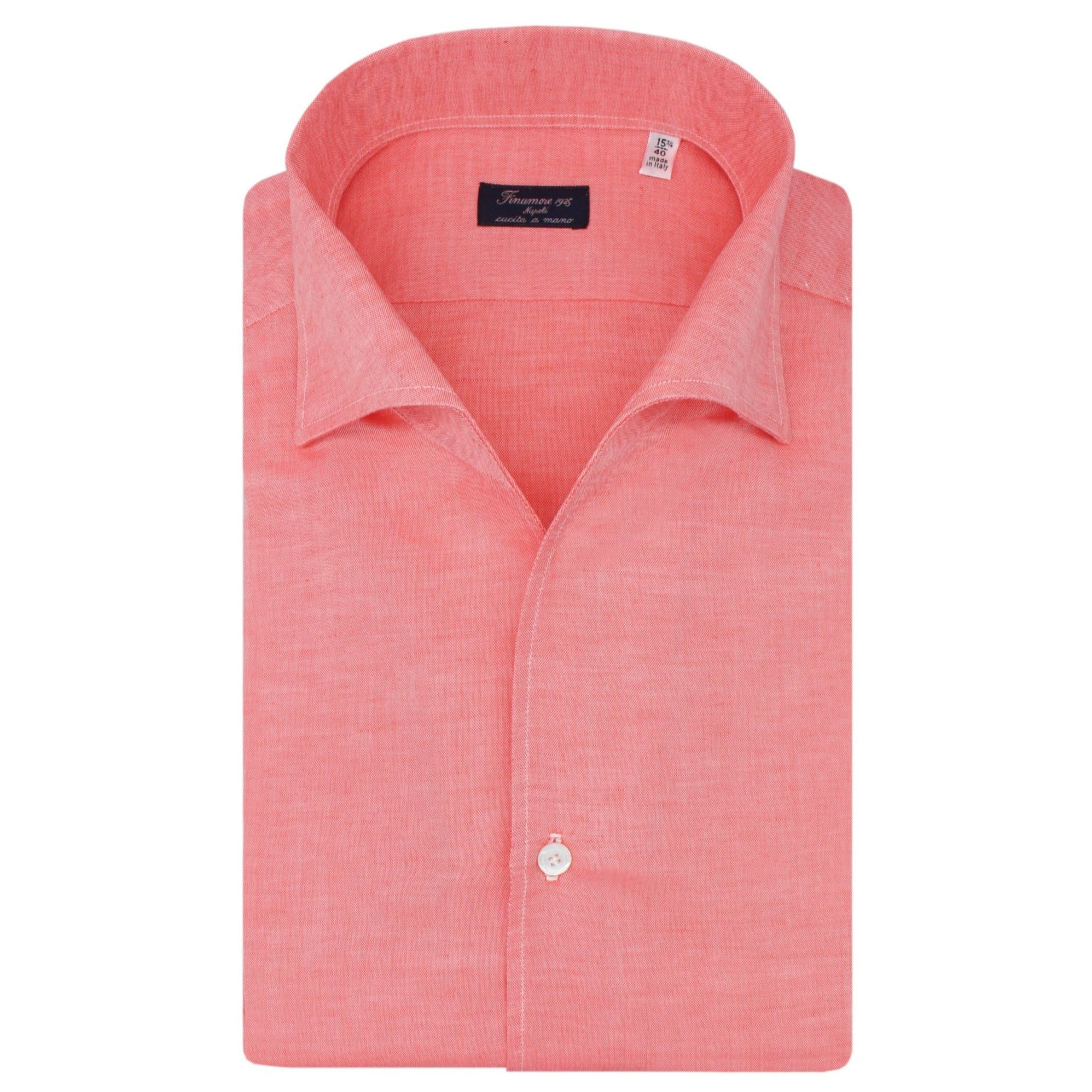 One piece collar shirt Finamore in linen red