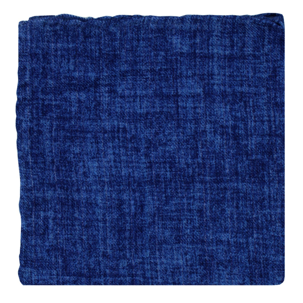 Hand finished single colour wool pocket square. Blue