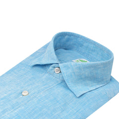 Tokyo slim fit sport shirt in light blue linen