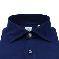 Tokyo slim fit sports shirt in dark blue cotton twill