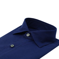 Tokyo slim fit sports shirt in dark blue cotton twill