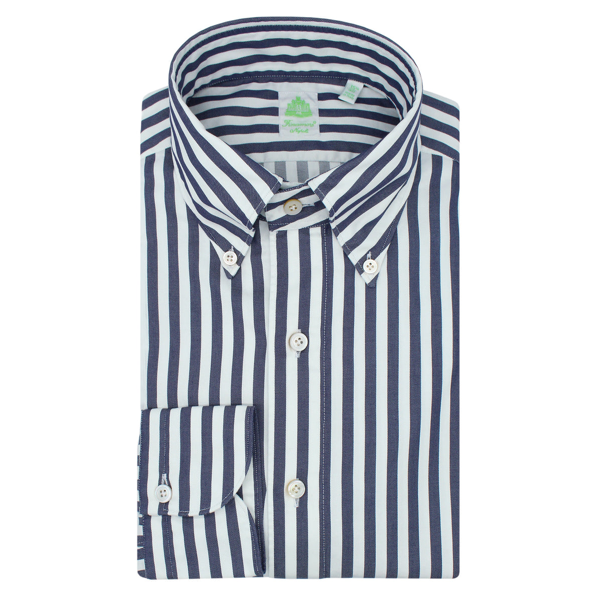 Tokyo slim sports shirt in striped cotton twill