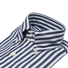 Tokyo slim sports shirt in striped cotton twill