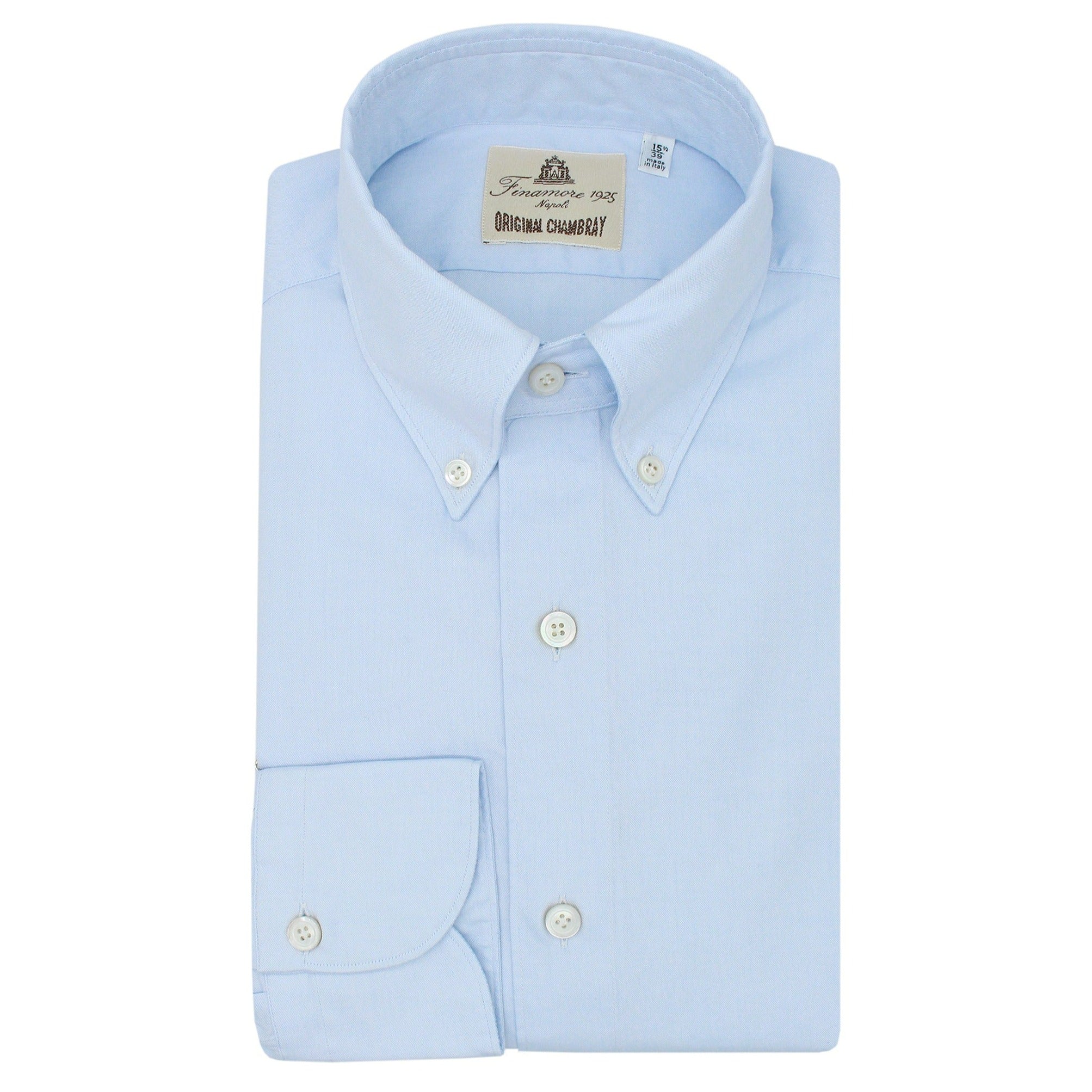 Tokyo slim shirt in light blue cotton button down collar