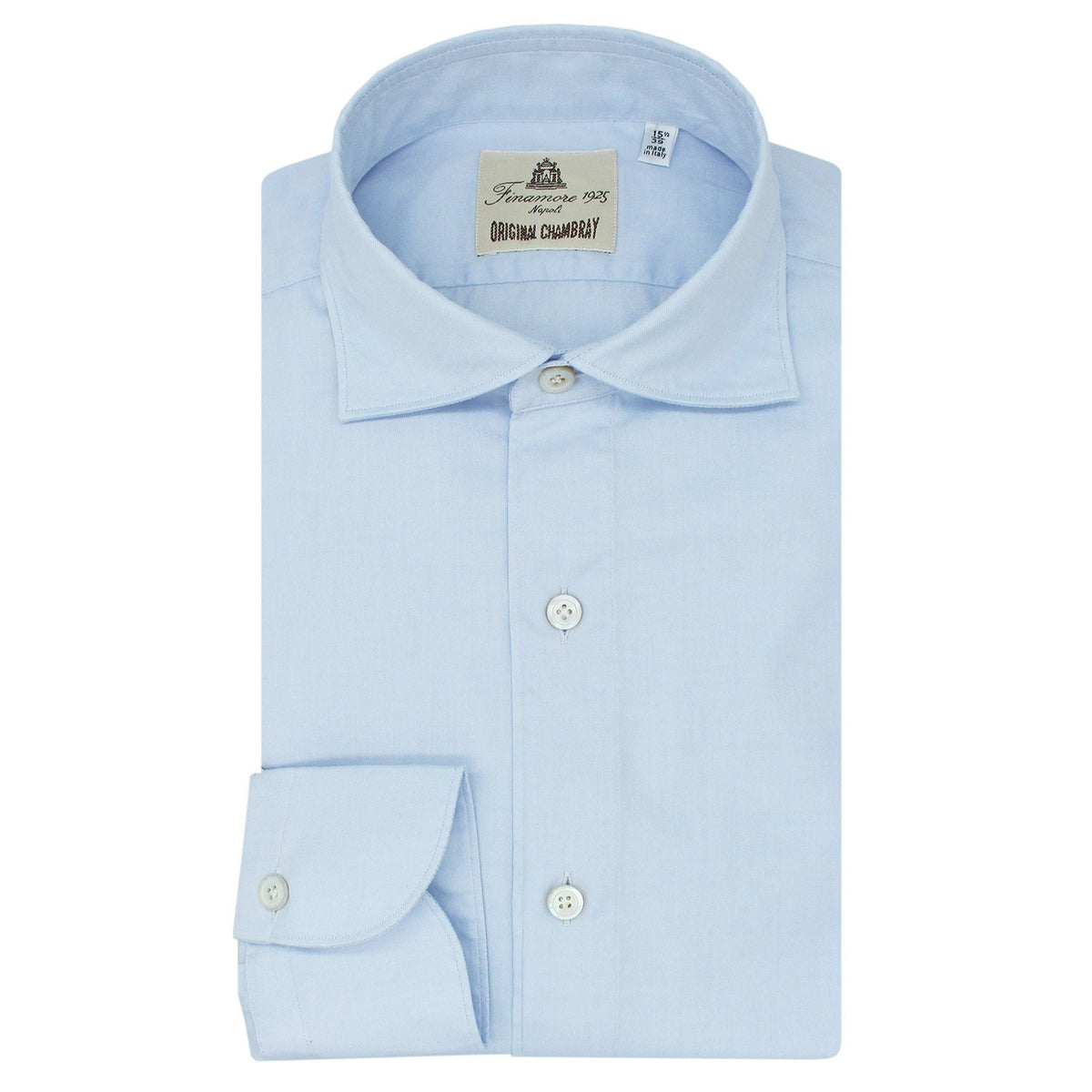 Tokyo slim sport shirt in light blue cotton chambray