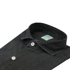 Tokyo slim fit sports shirt in dark grey cotton