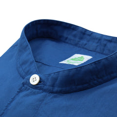 Camicia sportiva slim fit TOKYO in lino azzurro con tasca sul davanti