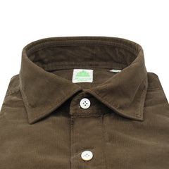 Slim tokyo cotton sport shirt in velvet milleraies blu or brown