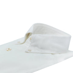 Slim fit sport shirt in opaque white cotton button down collar