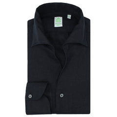 Tokyo sport shirt ustica collar in black linen