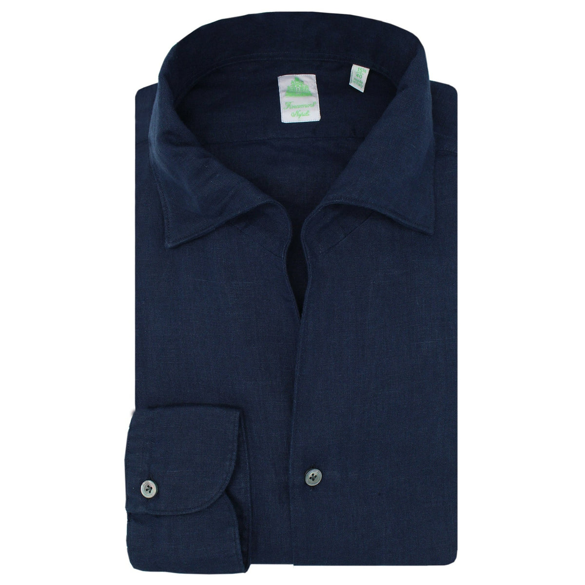 Tokyo sport shirt ustica collar in dark blue linen