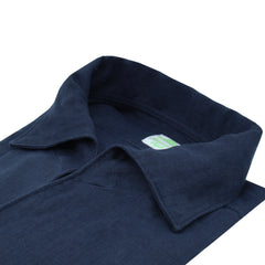 Tokyo sport shirt ustica collar in dark blue linen