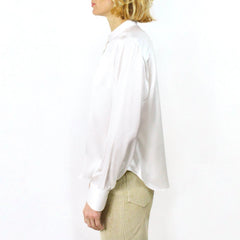 Vittoria women's white silk shirt, guru collar.