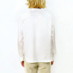 Vittoria women's white silk shirt, guru collar.