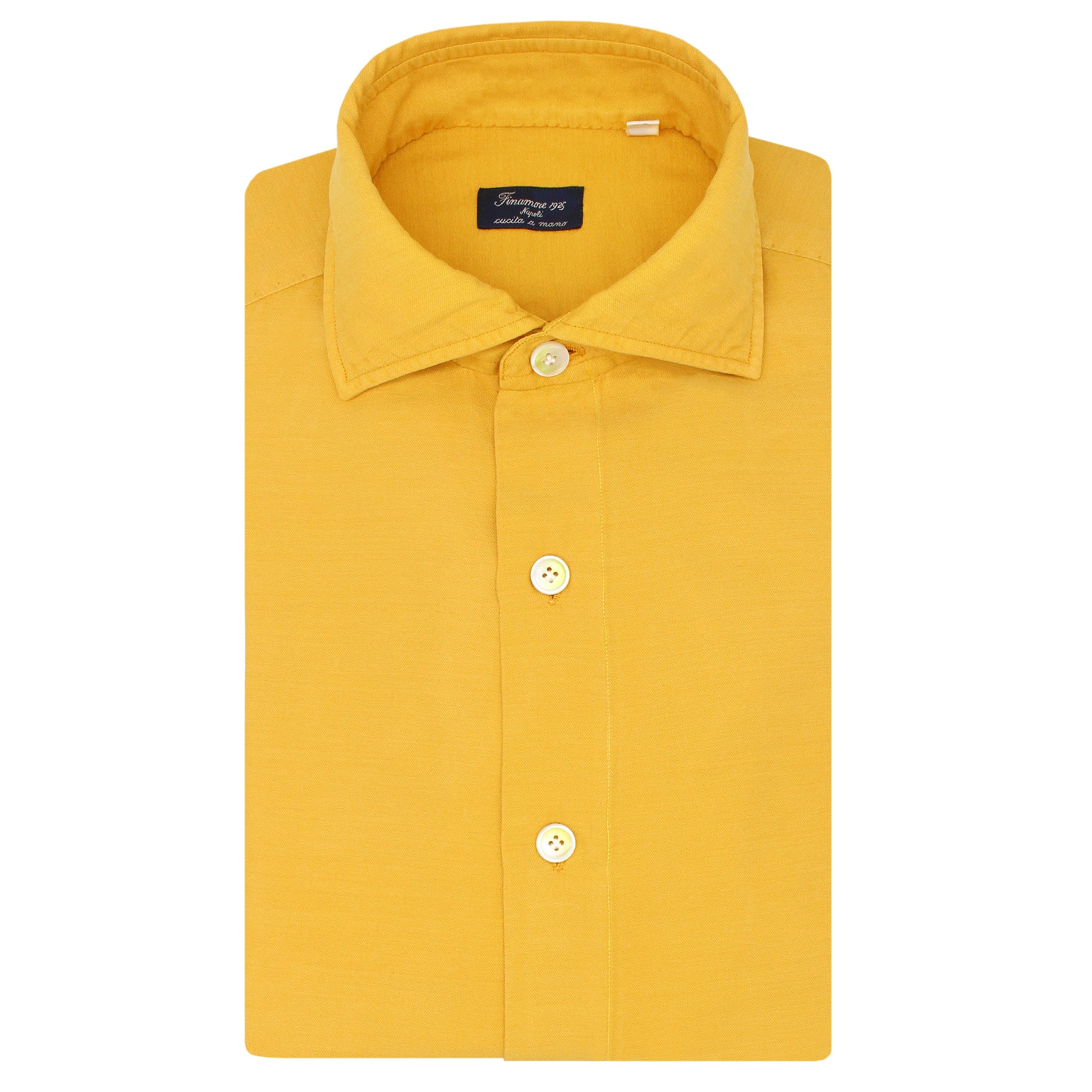 finamore classic shirt napoli silk and cotton yellow