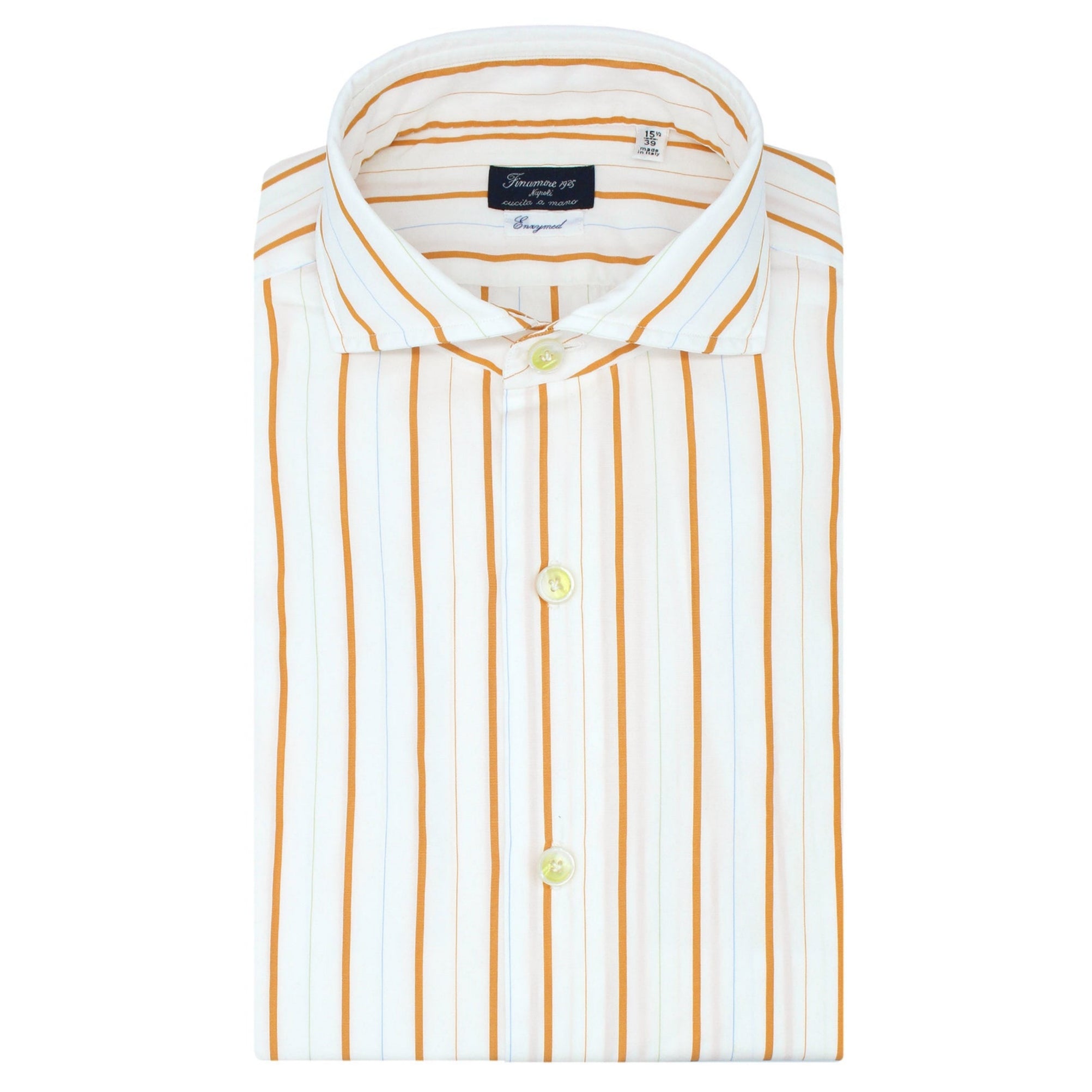 finamore classic shirt stripe orange. alumo fabric