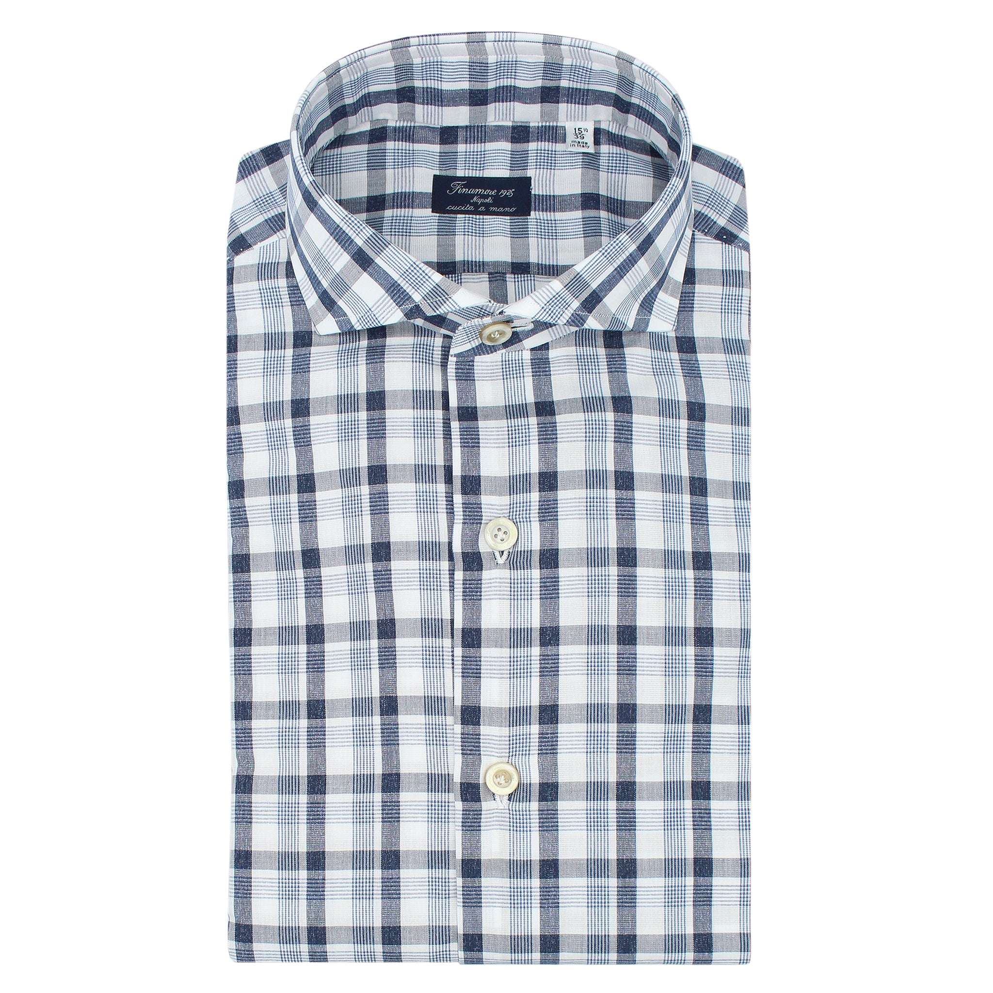 finamore shirt classic checked in cotton and silk