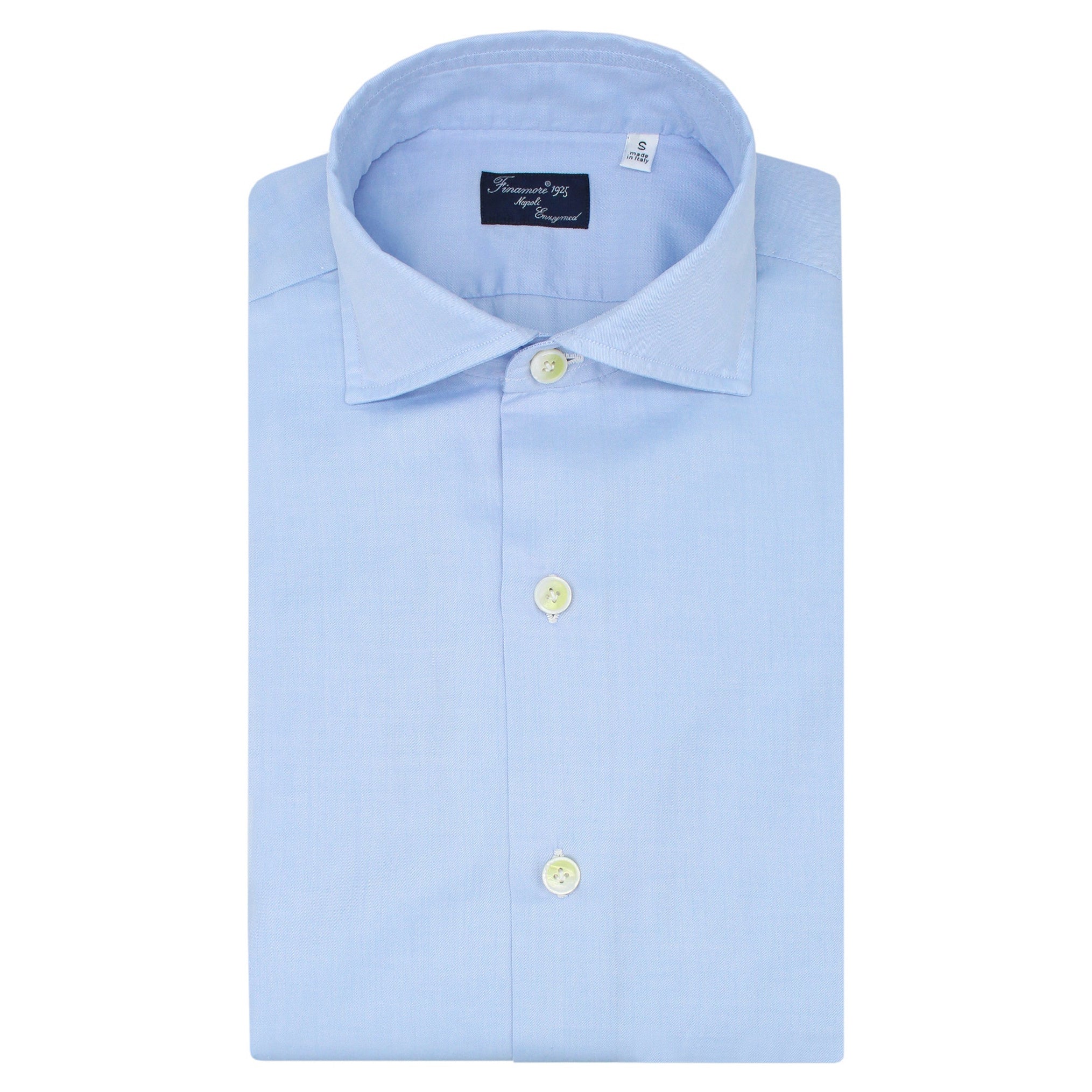 finamore shirt in cotton enzymed light blue