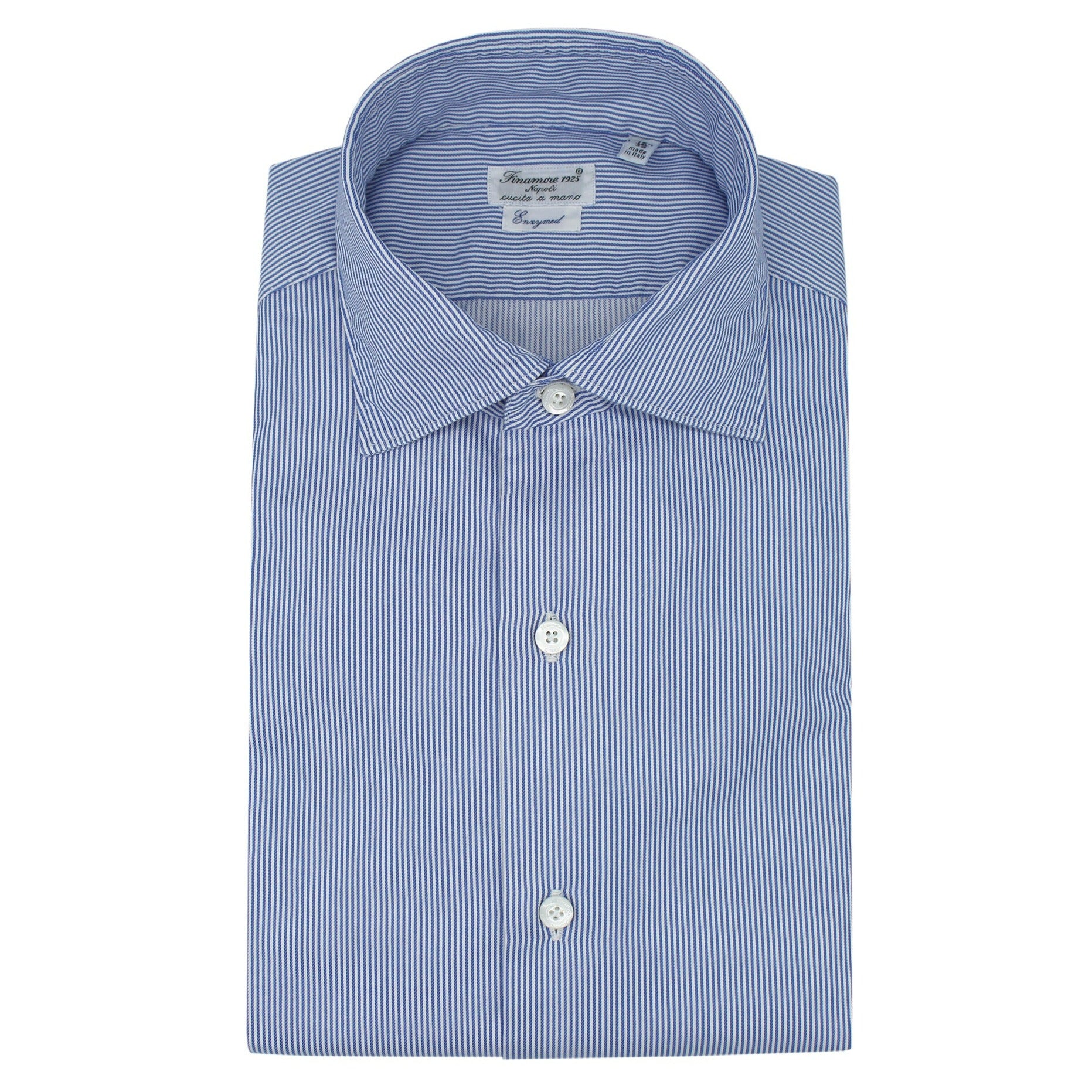 Light blue striped slim fit cotton Milano shirt