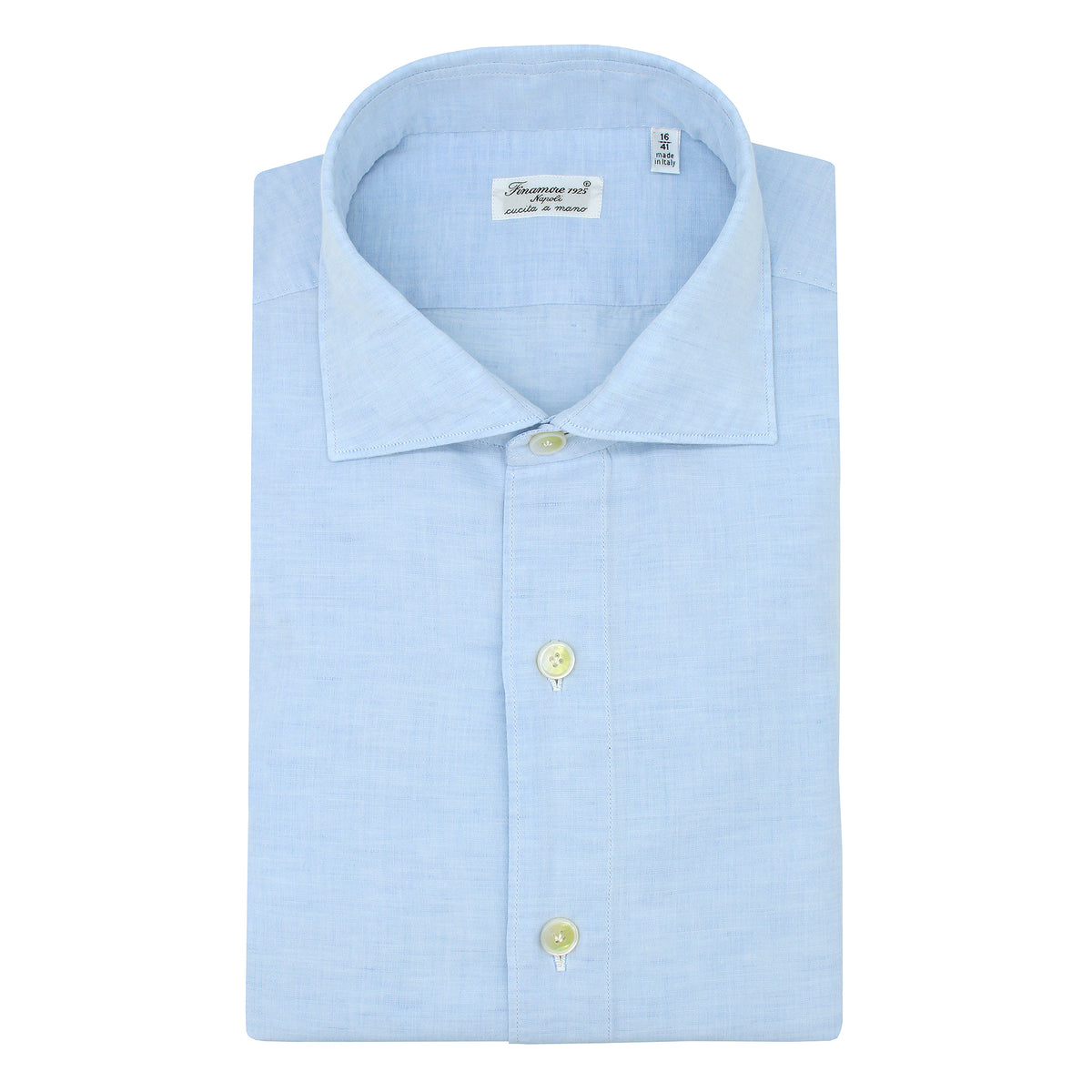 Classic Milano slim fit linen and light blue cotton shirt