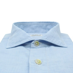 Classic Milano slim fit linen and light blue cotton shirt